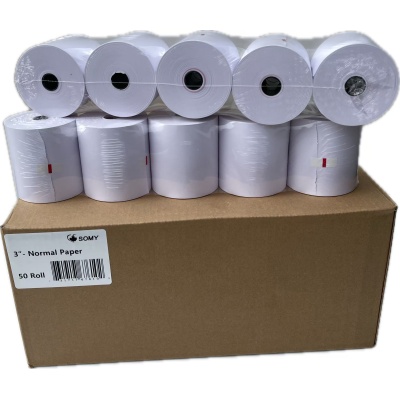 SOMY 3" X 165' White 1-Ply Bond Receipt Paper Rolls (50 Rolls)